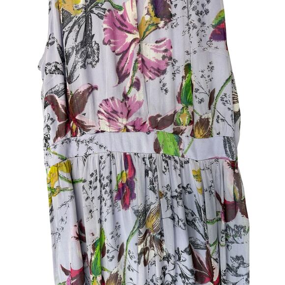 Anthropologie Purple Floral Sleeveless Flowy Ruffle Hermia Midi Dress Size 10 - Picture 7 of 13